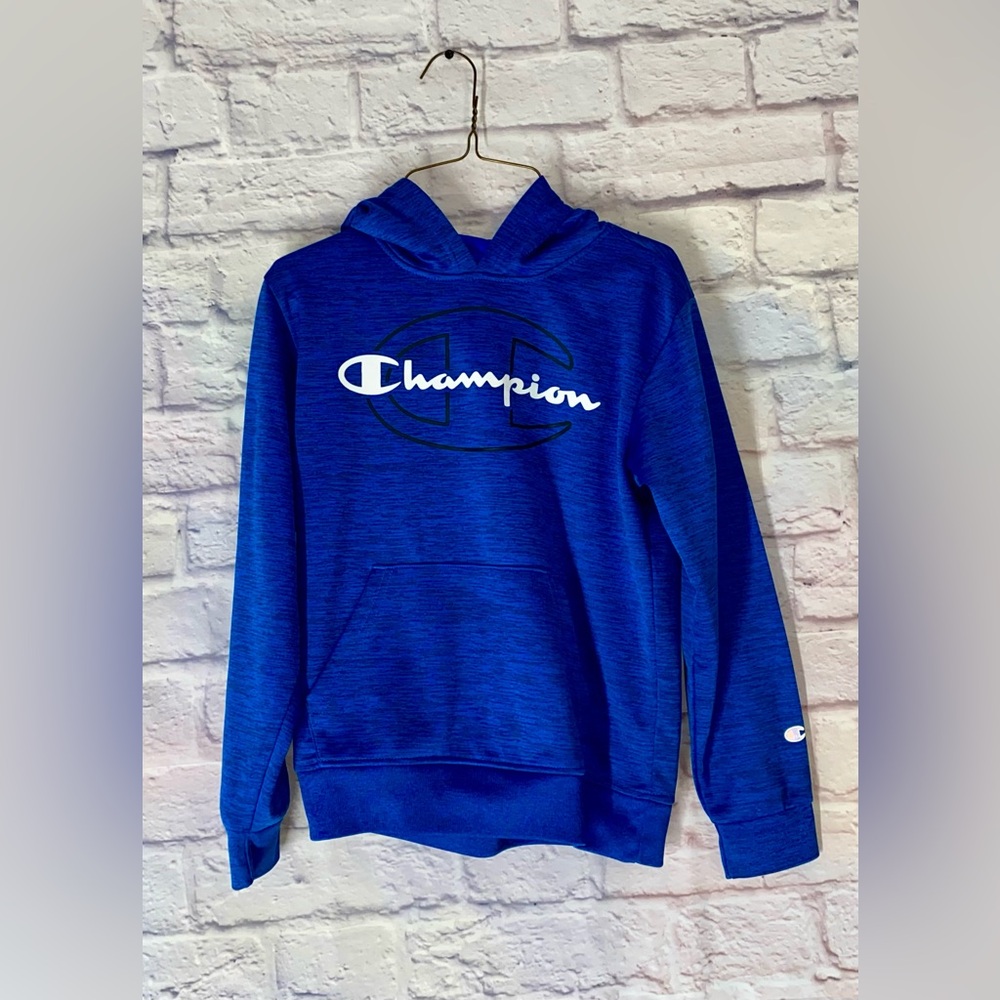 Champion Classic Logo Blue Pullover Hoodie Sweatshirt w/ Front Pockets Size 4/5